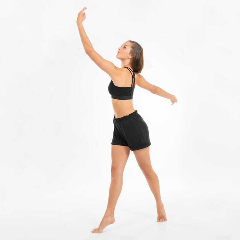 Girls' Wide Modern Dance/Jazz Shorts with Pockets Black STAREVER