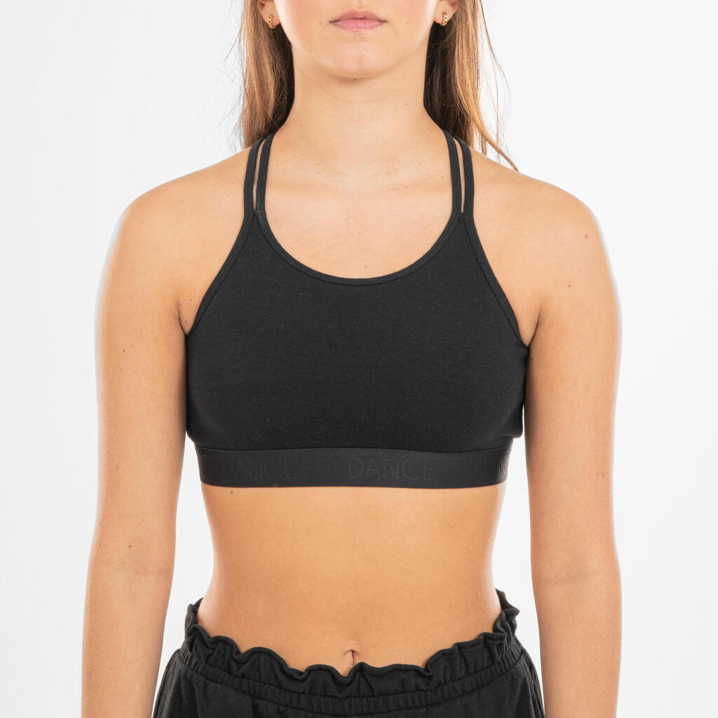 Girls' Modern Dance/Jazz Sports Bra with Thin Straps - Black