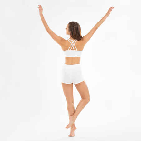 Girls' Modern Jazz Dance Thin Strap Crop Top - White