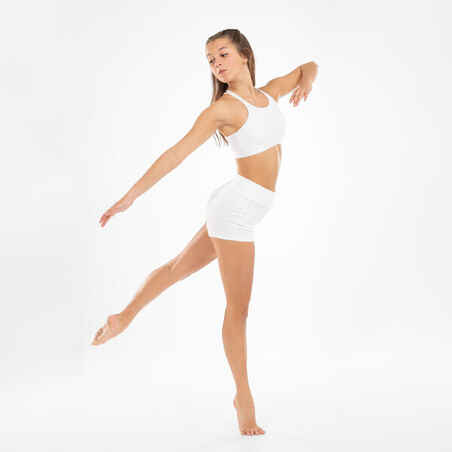 Girls' Modern Jazz Dance Thin Strap Crop Top - White