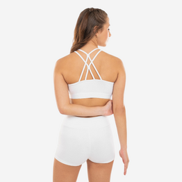 Brassière danse moderne jazz fines bretelles Fille - blanche