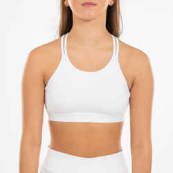 Girls' Modern Jazz Dance Thin Strap Crop Top - White