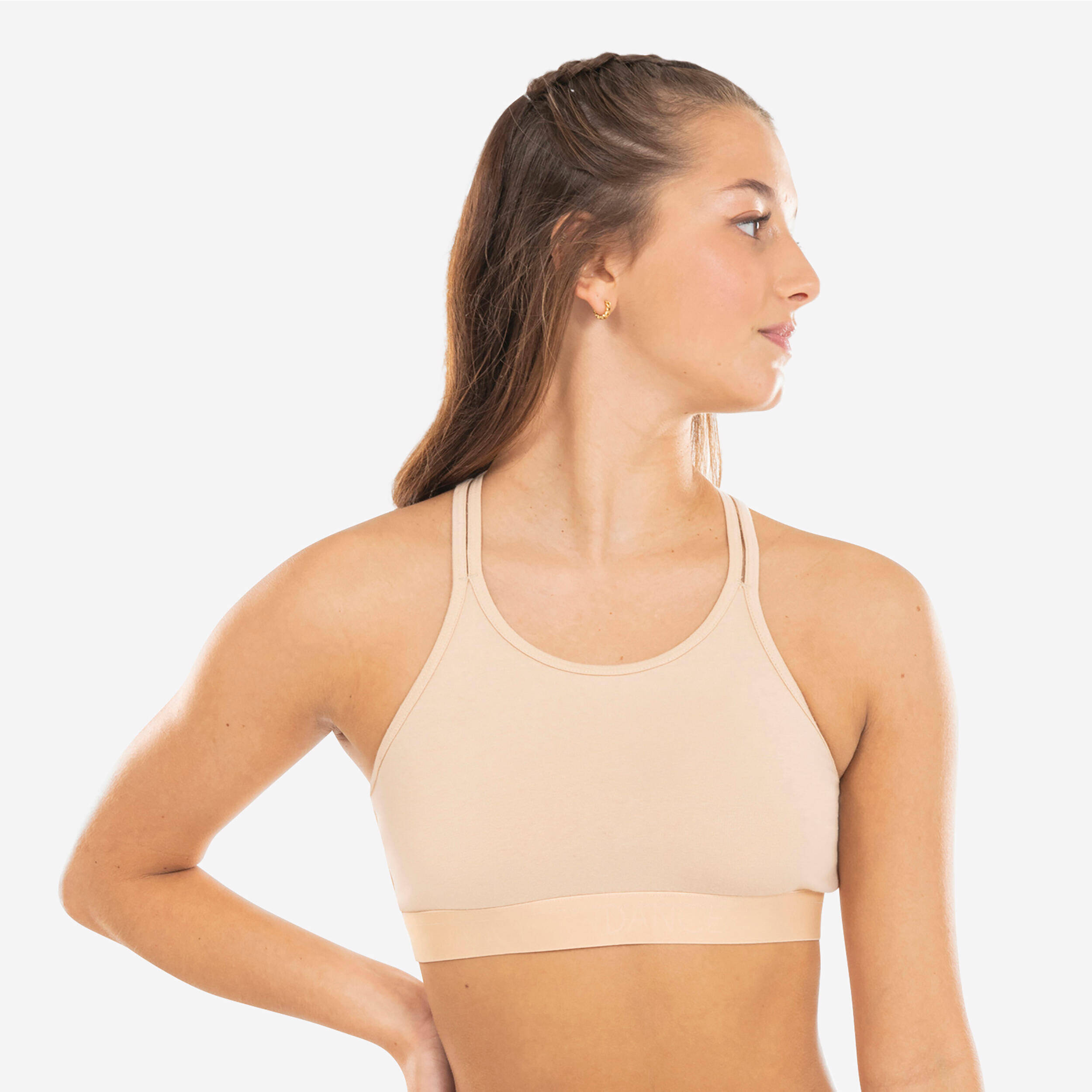 Girls' Modern Dance/Jazz Sports Bra with Thin Straps - Beige -  1