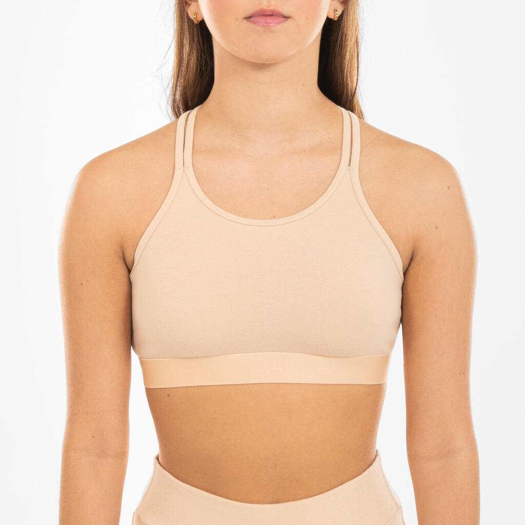 Girls' Modern Dance/Jazz Sports Bra with Thin Straps - Beige