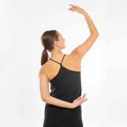 Γυναικείο φαρδύ αμάνικο μπλουζάκι με λεπτές τιράντες για σύγχρονο χορό - Μαύρο