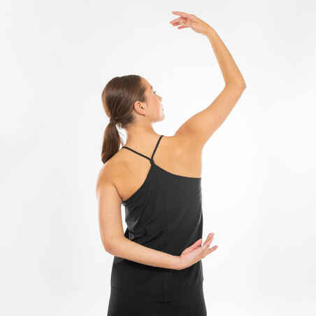 Women's Modern Dance Thin-Strap Loose Tank Top - Black