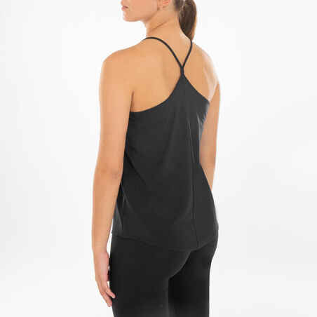 Women's Modern Dance Thin-Strap Loose Tank Top - Black