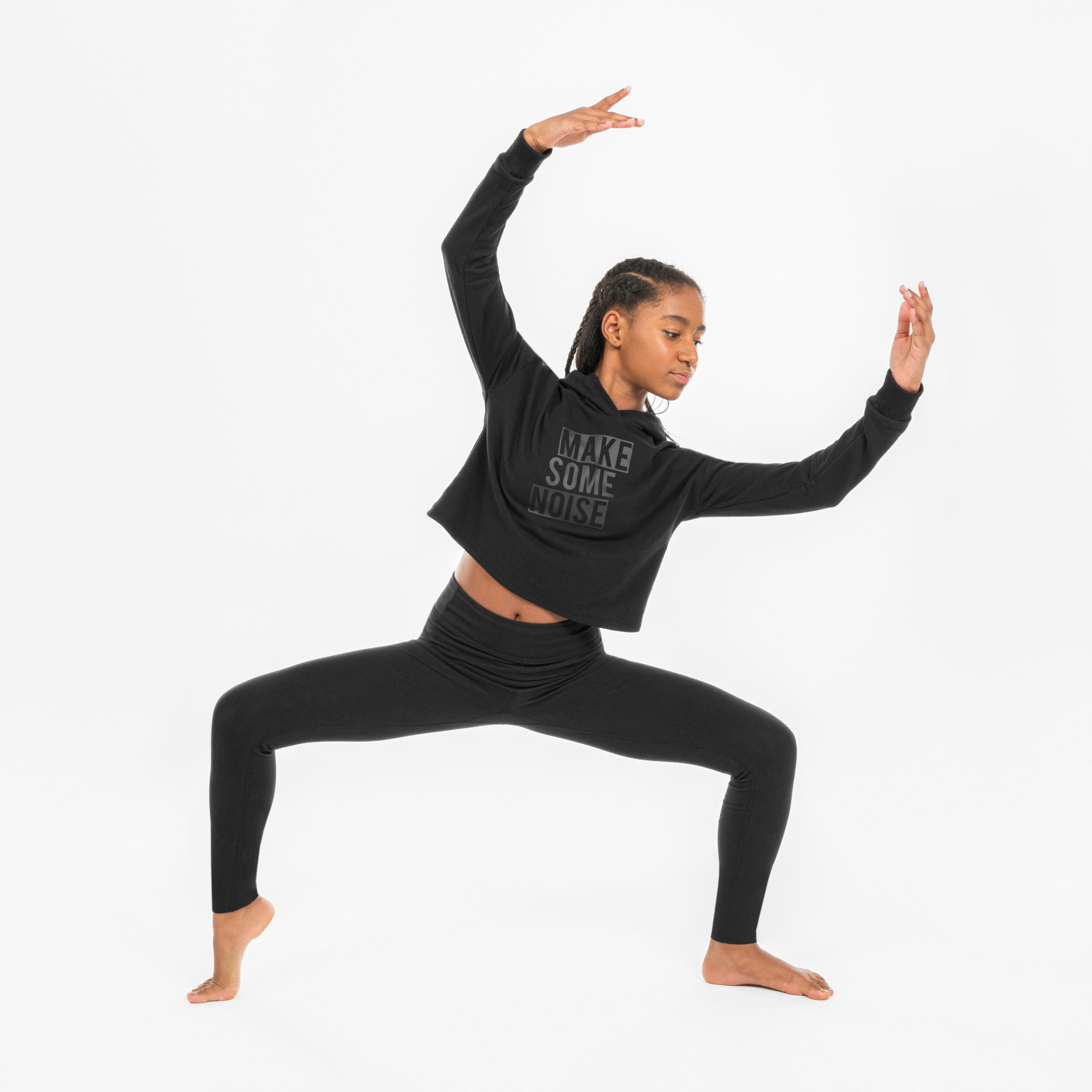 Sudadera Danza Modern Jazz Niños Negro Ultra Crop Capucha 2/7