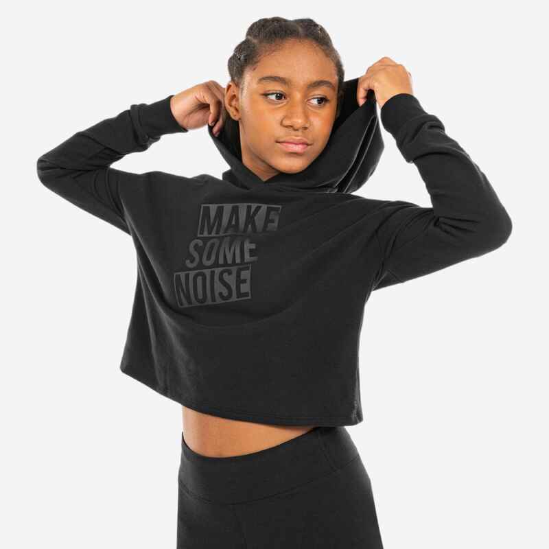 Girls' Modern Dance/Jazz Cropped Hoodie - Black - Decathlon