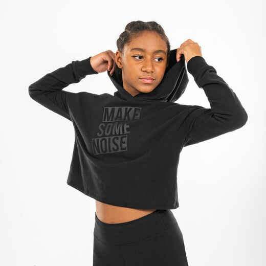 
      Tanz-Sweatshirt Modern Jazz Dance Crop Top mit Kapuze Mädchen schwarz
  