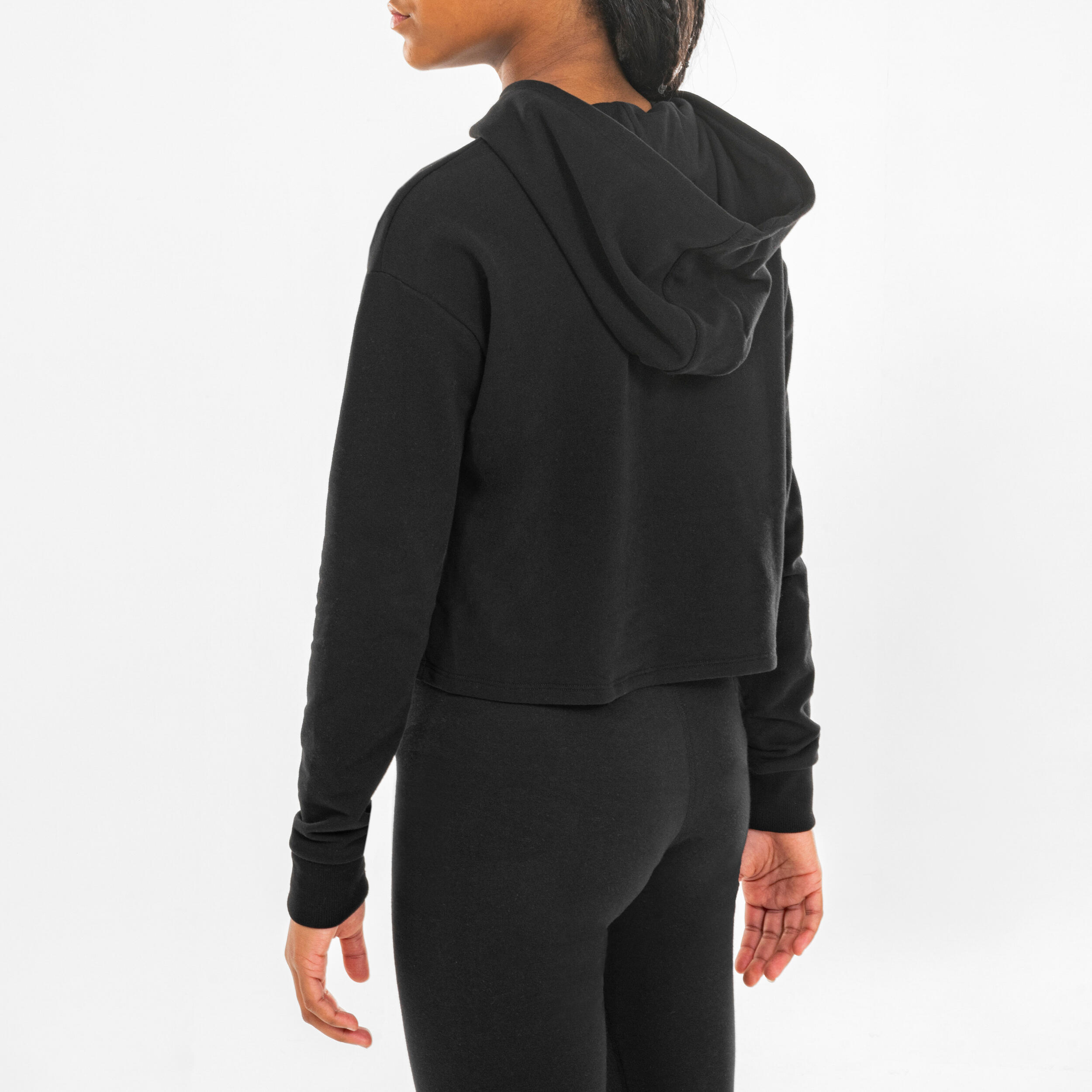 Sudadera Danza Modern Jazz Niños Negro Ultra Crop Capucha 5/7