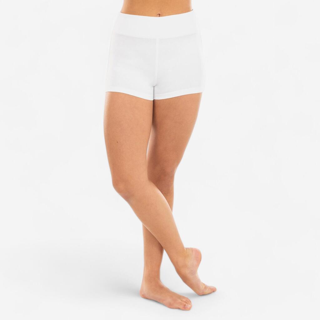 Girls' High-Waisted Modern Dance/Jazz Shorts - White