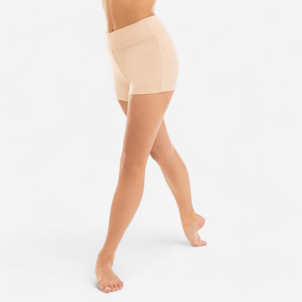 Girls' High-Waisted Modern Dance/Jazz Shorts - Beige