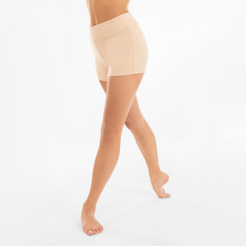 Meisjesshort met hoge taille voor modern jazz beige