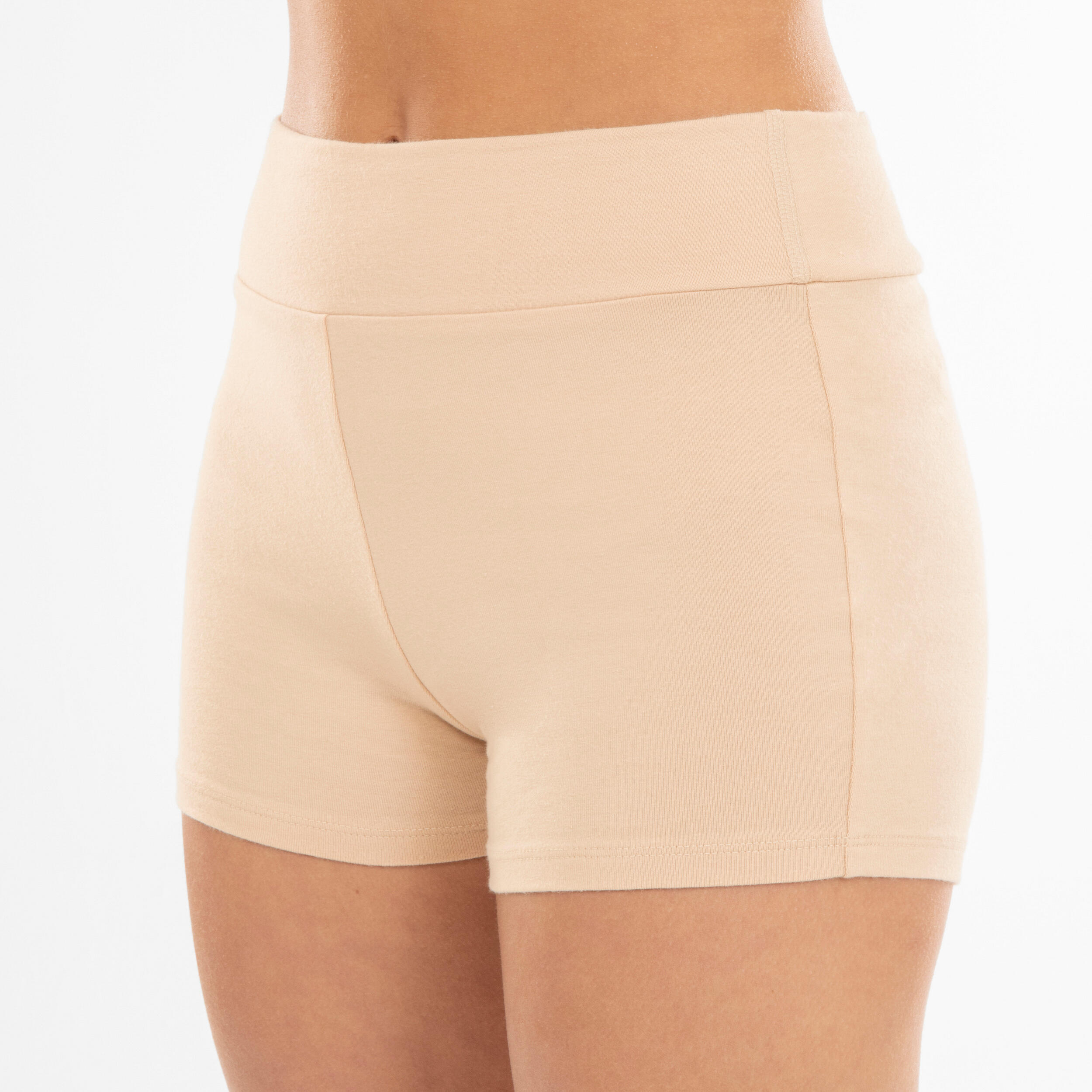 Girls' High-Waisted Modern Dance/Jazz Shorts - Beige 5/7