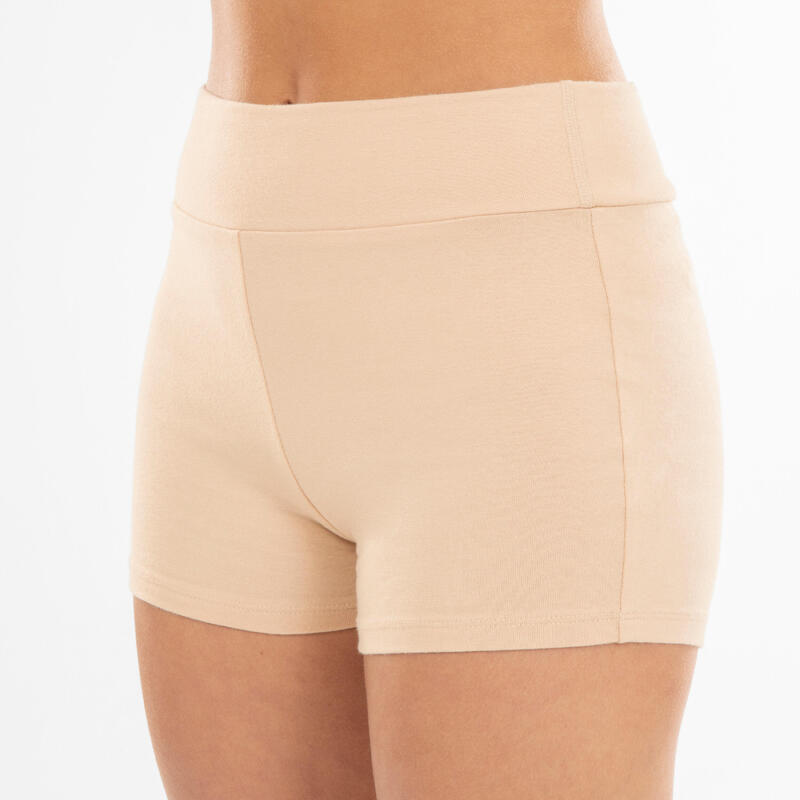 Pantalon scurt talie înaltă Dans modern Bej Fete 