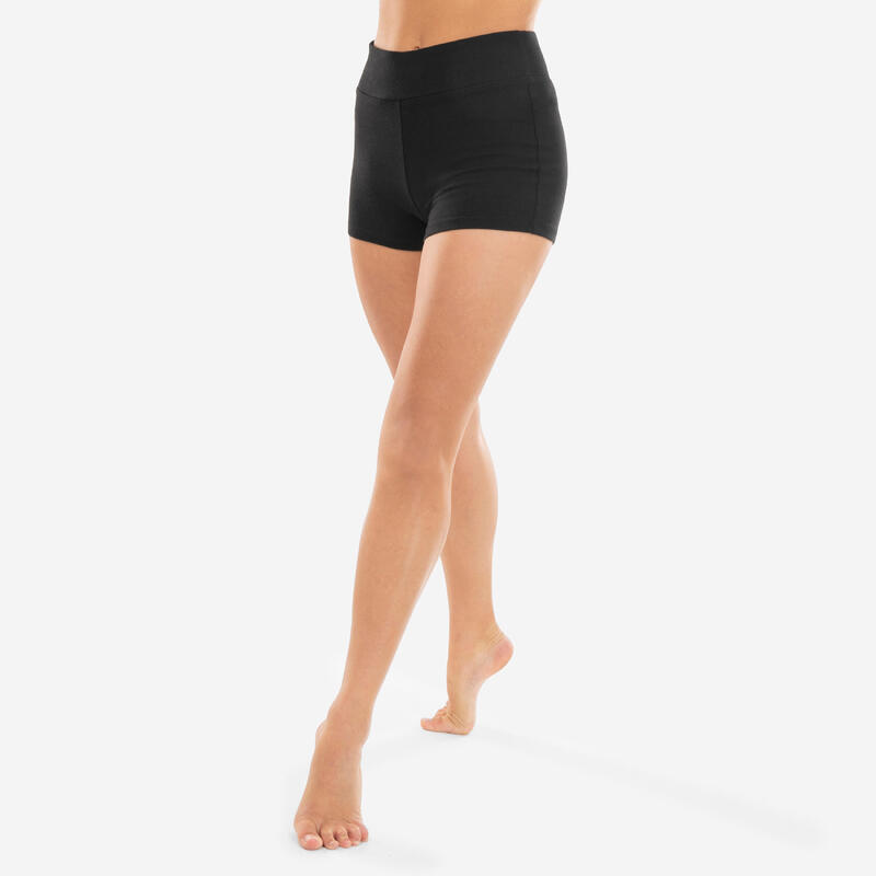 Meisjesshort met hoge taille voor modern jazz zwart