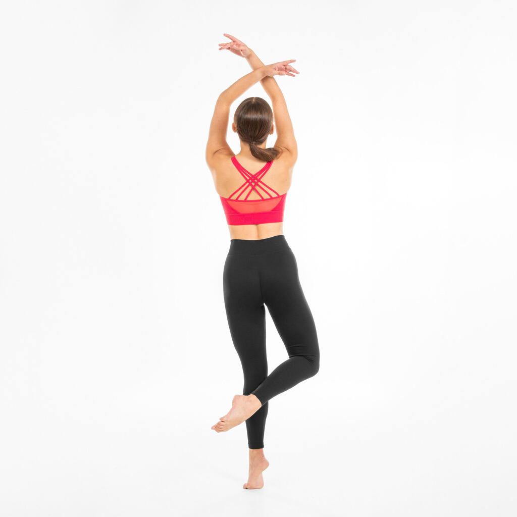 Women's Modern Dance Two-Fabric Removable-Pad Sports Bra - Raspberry