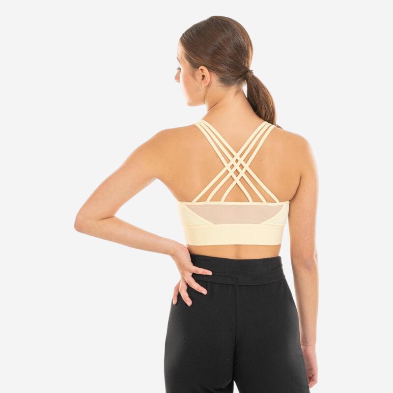 Sujetador-Top Danza Moderna Mujer Amarillo Dos Materiales