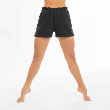 Girls' Wide Modern Dance/Jazz Shorts with Pockets - Black