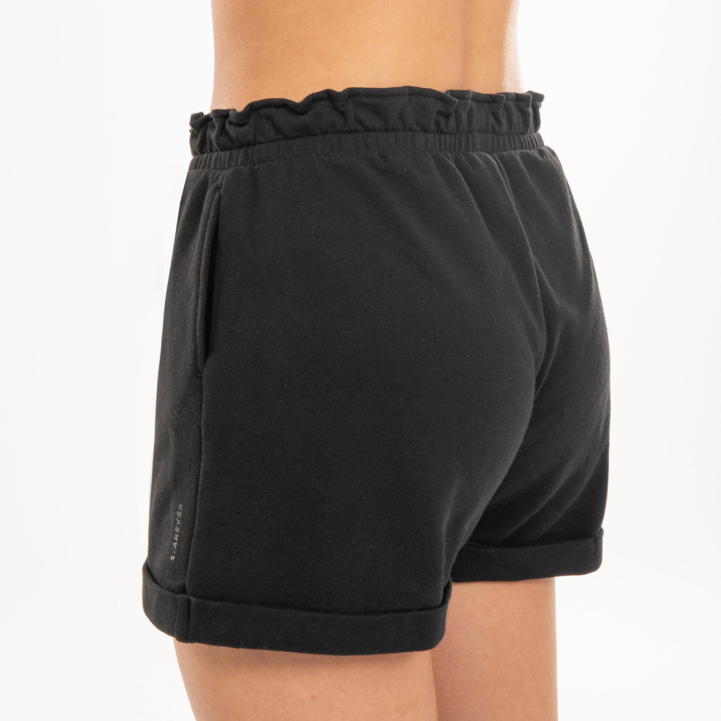 Pantalón Corto Danza Modern Jazz Niña Negro Ancho Bolsillos 5/7