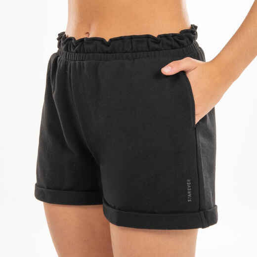 
      Girls' Wide Modern Dance/Jazz Shorts with Pockets - Black
  