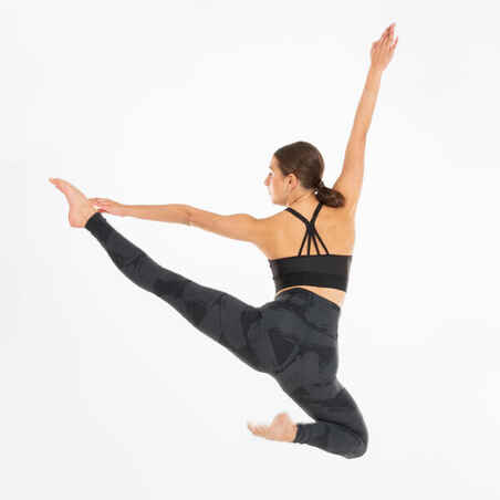 Women's Modern Dance High-Waisted Leggings - Black/Grey