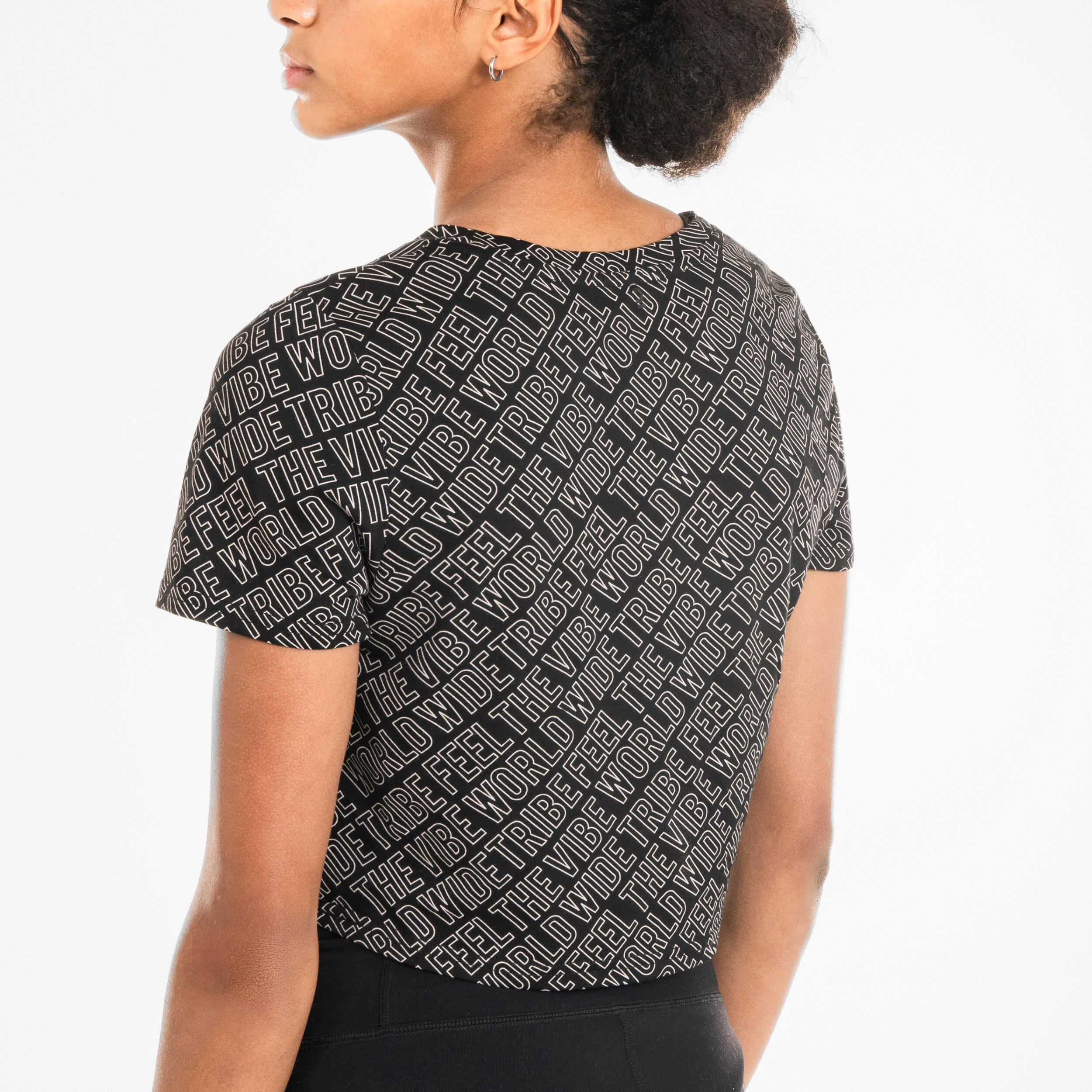 T-shirt crop top danses urbaines noir printé femme 5/7