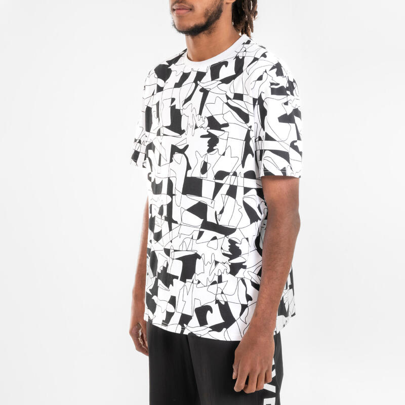 T-Shirt de Dança Urbana Mulher/Homem Branco com Grafismos