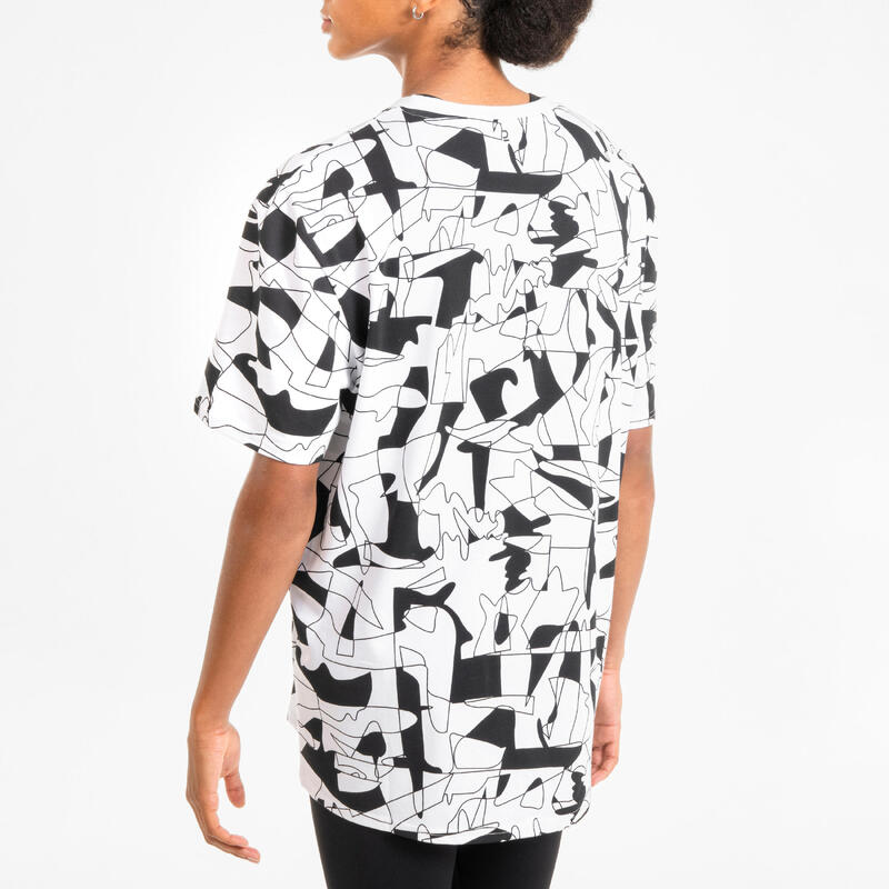 T-Shirt de Dança Urbana Mulher/Homem Branco com Grafismos