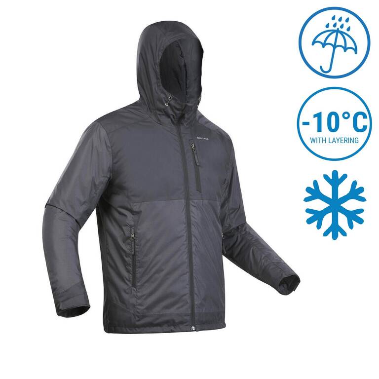 Men’s Waterproof Winter Hiking Jacket - SH100 X-WARM -10°C - Black