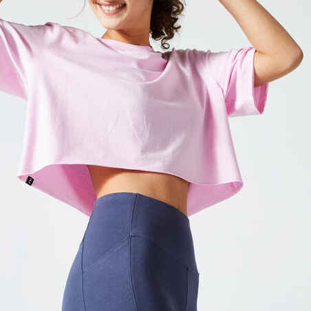 Moteriški kūno rengybos trumpi berankoviai marškinėliai „520“, šviesiai rožiniai