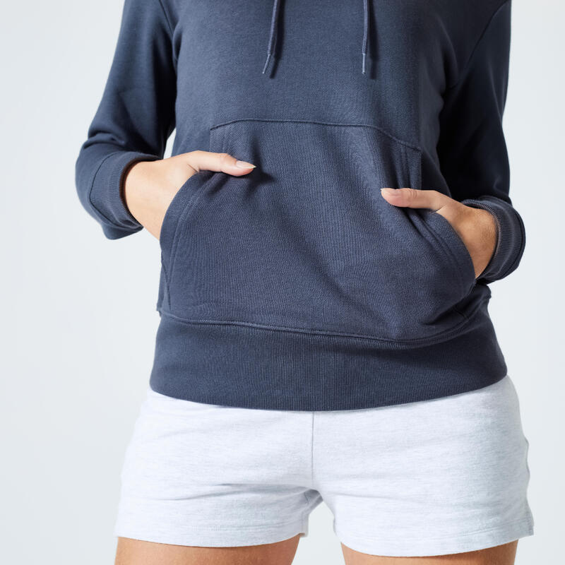 Kapuzenpullover Damen - Essentials 500 blaugrün 