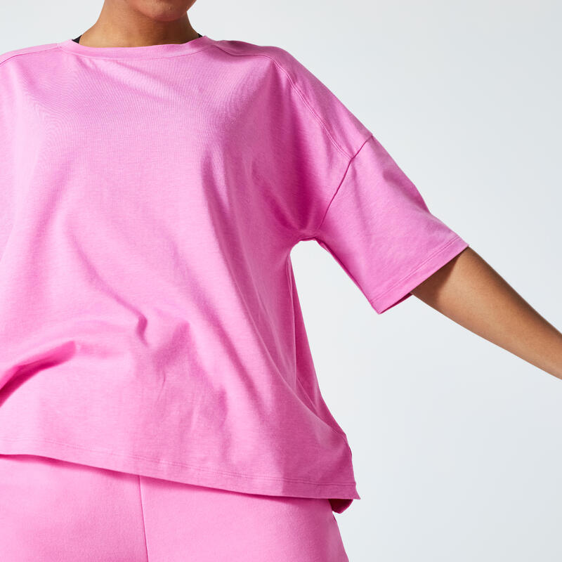 Fitness T-shirt voor dames loose fit 520 roze
