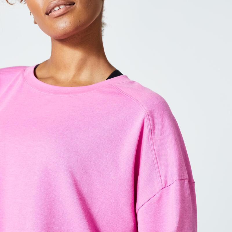 Fitness T-shirt voor dames loose fit 520 roze