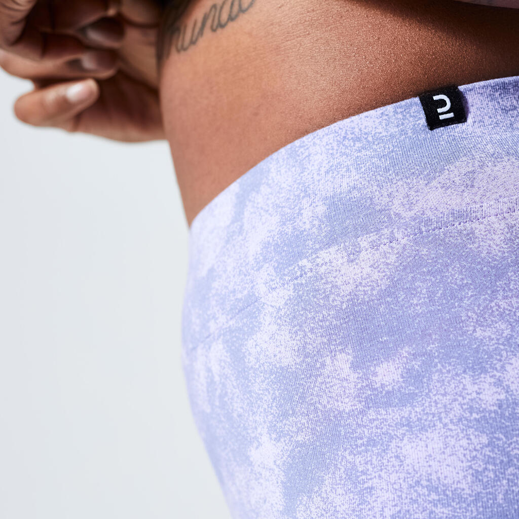 Mallas Ciclistas Fitness 500 Mujer Morado Estampado