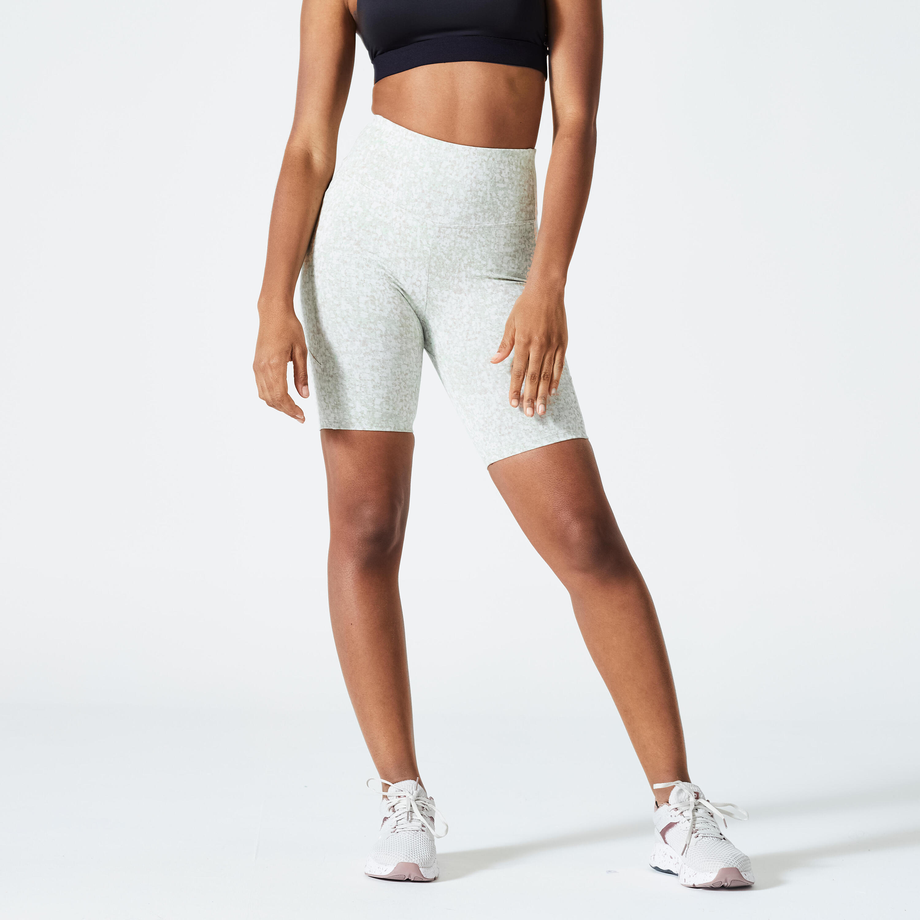 Short Cycliste Fitness Femme galbant - 520 Imprimé Beige 7/11
