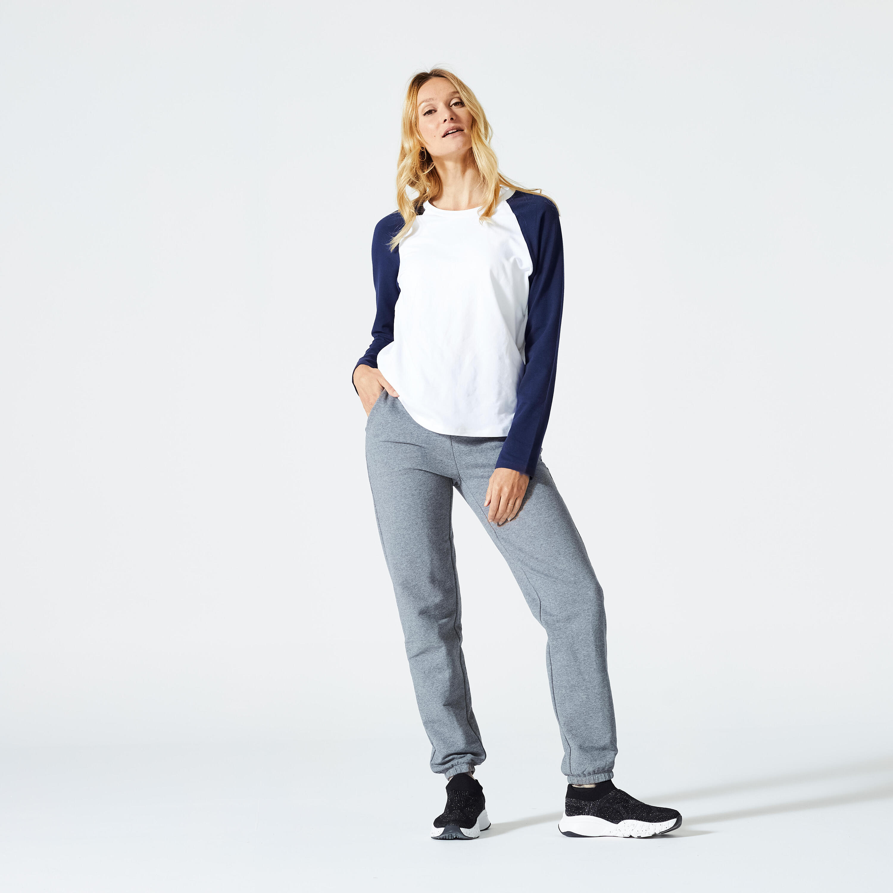 Pantalón Jogger Fitness 500 Mujer Gris Slim 5/7