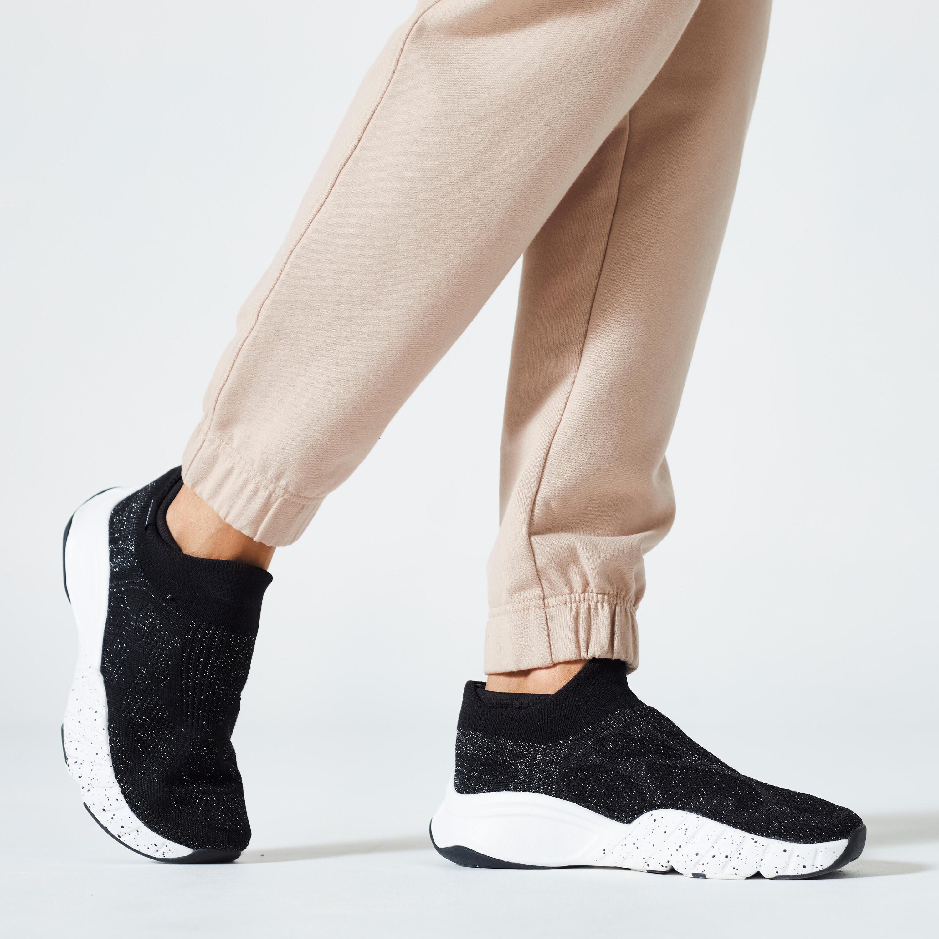Pantaloni tuta donna 500 regular fit felpati beige 5/5