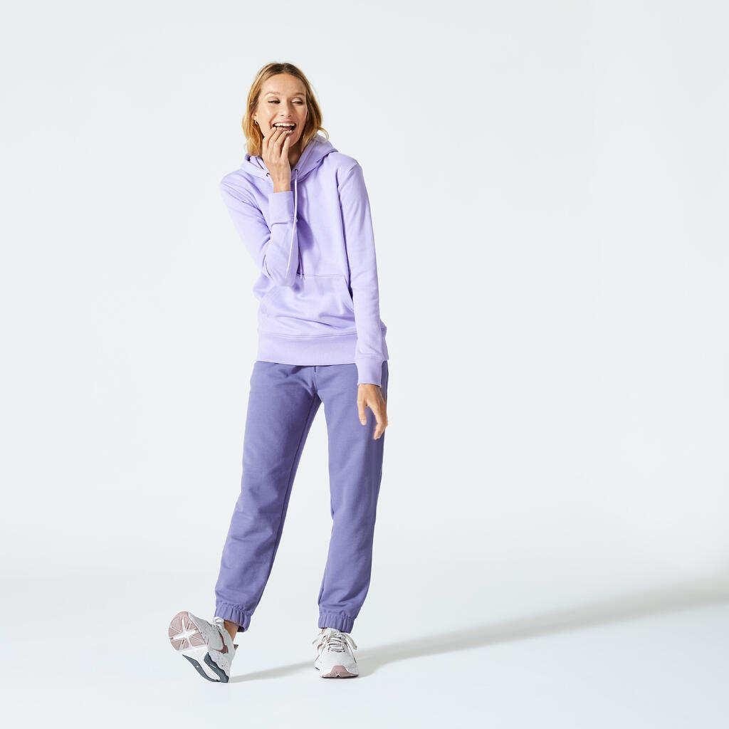 Pantalon jogging femme en coton, violet