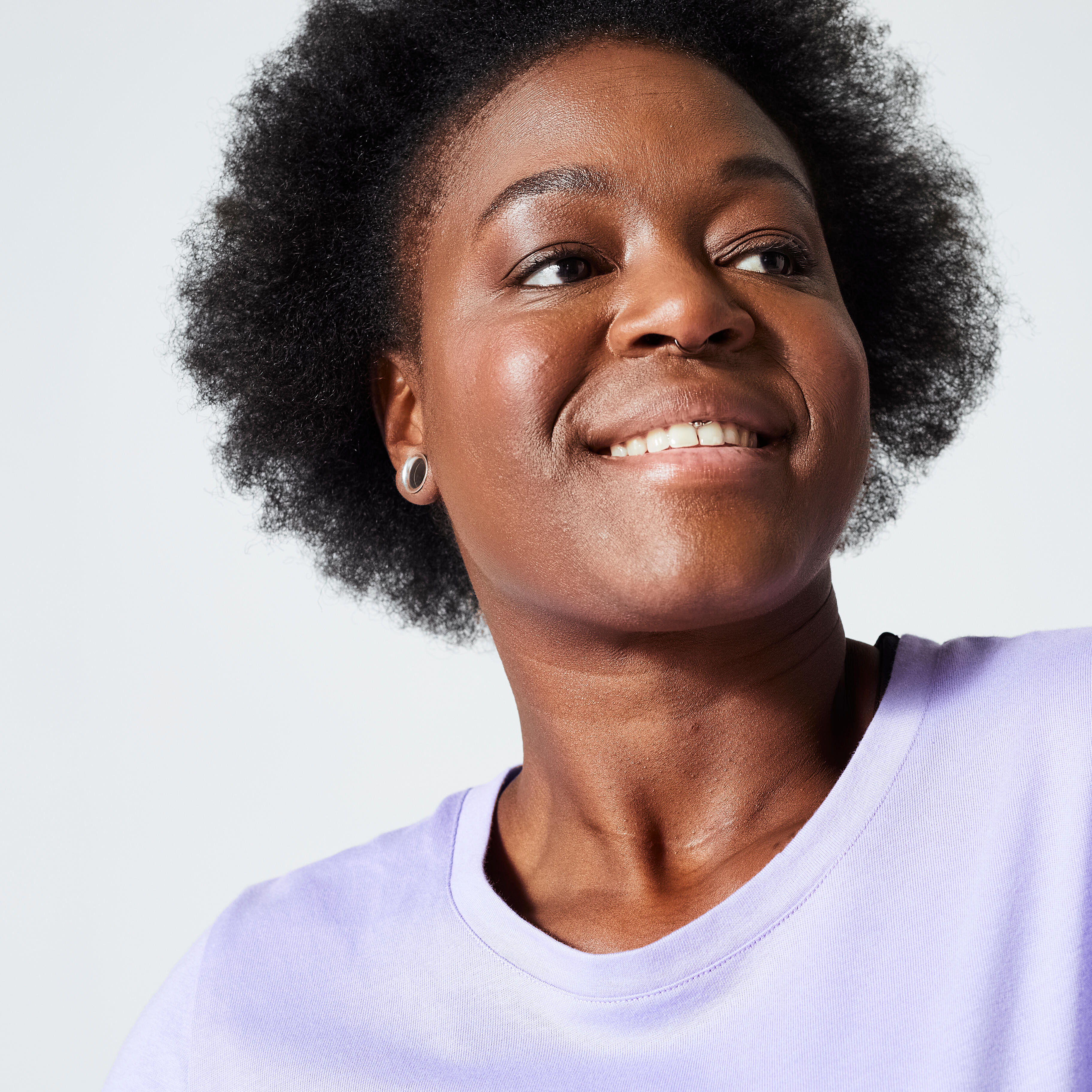 Cotton Essentials Short Sleeve Women's Gym T-Shirt 500 - Lavender Purple