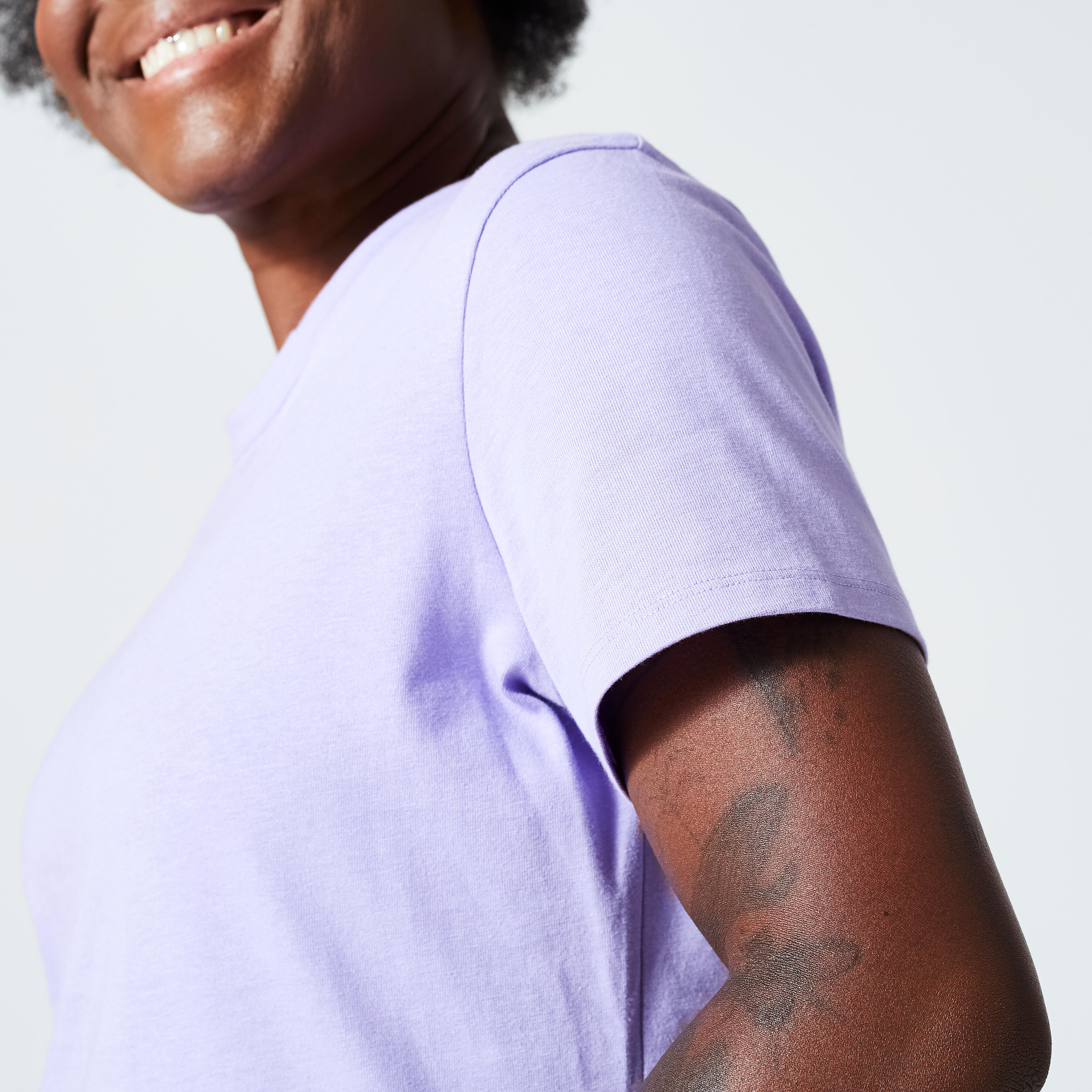 Cotton Essentials Short Sleeve Women's Gym T-Shirt 500 - Lavender Purple