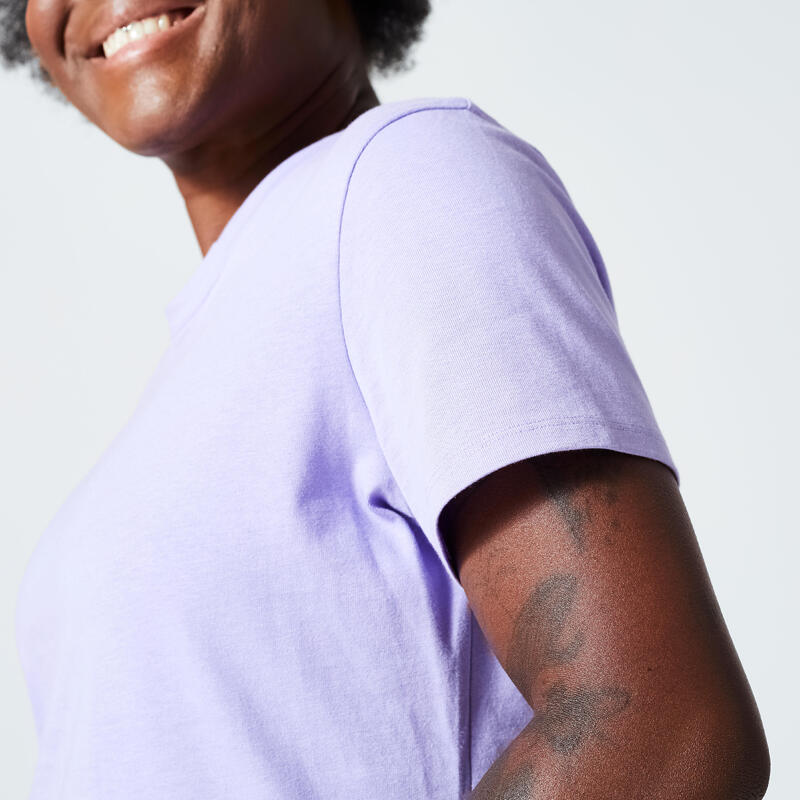 Kadın Neon Mor Regular Spor Tişörtü 500 - Fitness Hafif Antrenman