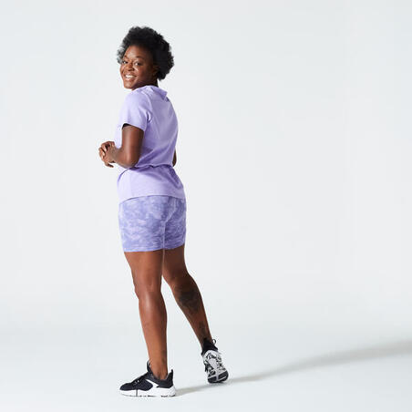 T-shirt Fitness Femme - 500 Essentials violet neon