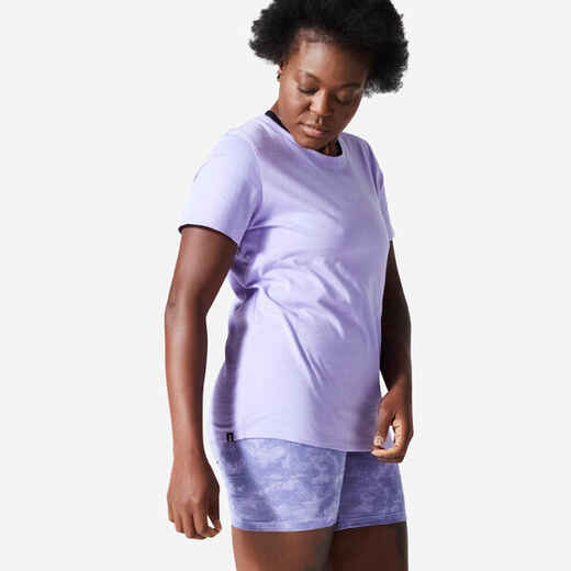 
      Playera de fitness morada neón para mujer 500 Essential
  