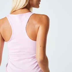 Γυναικείο αμάνικο μπλουζάκι σε στενή γραμμή με στρογγυλό λαιμό Fitness 500 - Ανοικτό ροζ
