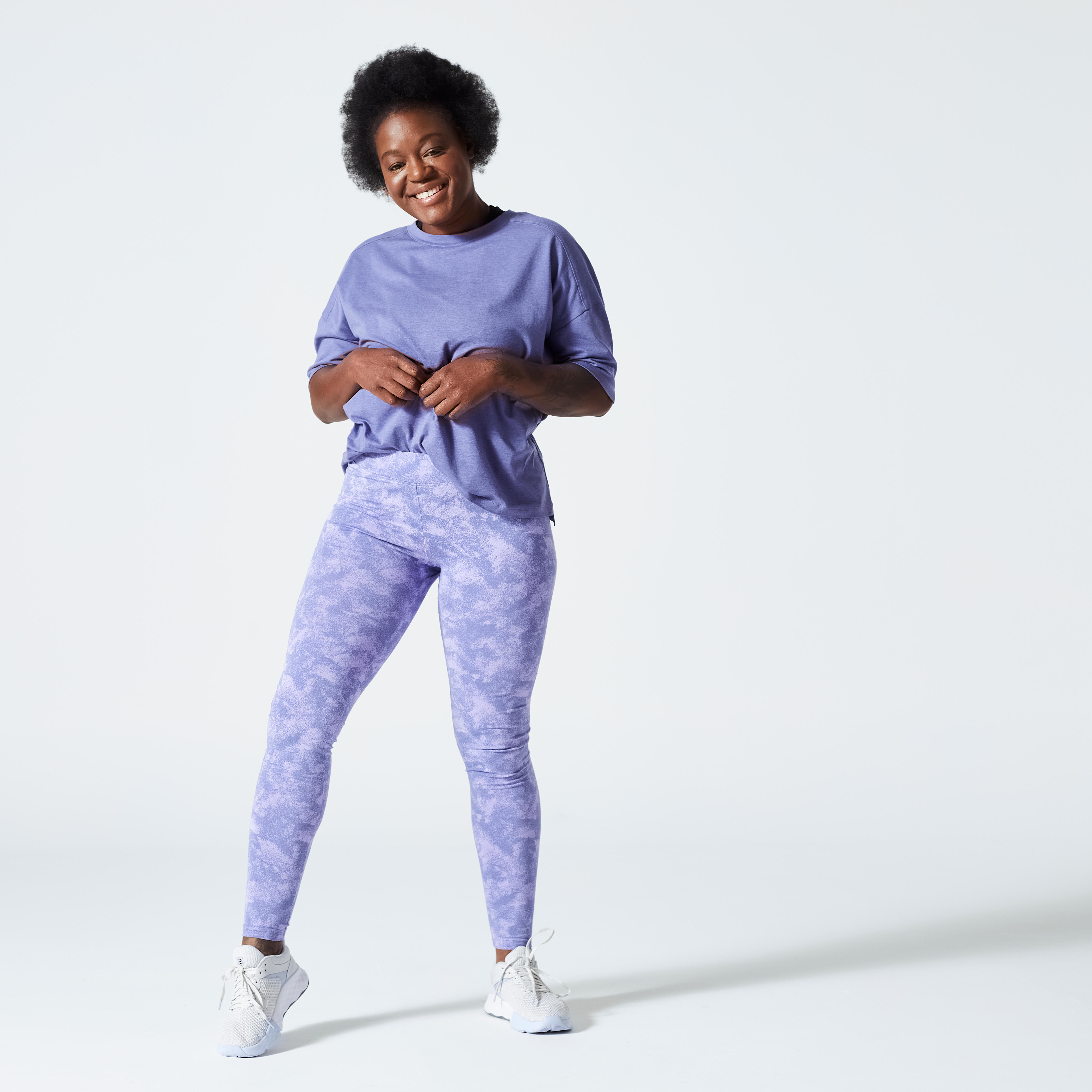 Legging de fitness en coton femme violet Decathlon