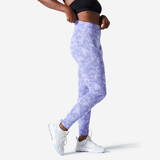 Women's Slim-Fit Fitness Leggings Fit+ 500 - Purple Print