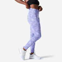 Women's Slim-Fit Fitness Leggings Fit+ 500 - Purple Print