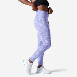 Fitness legging voor dames Fit+ 500 slim fit print paars